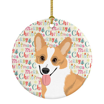 Pembroke Corgi Red and White Christmas Ceramic Ornament product image at NuMercy