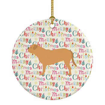 Dogue de Bordeaux Merry Christmas Ceramic Ornament product image at NuMercy