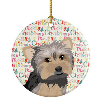 Yorkie Blue and Tan #2 Christmas Ceramic Ornament product image at NuMercy