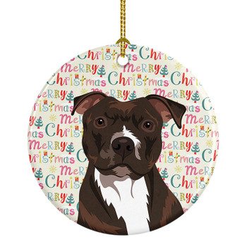 Pit Bull Brindle #2 Christmas Ceramic Ornament product image at NuMercy