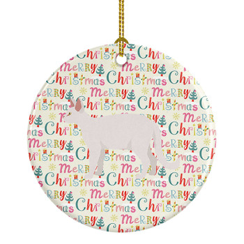 White Devon Rex Cat Christmas Ceramic Ornament WDK2525 product image at NuMercy
