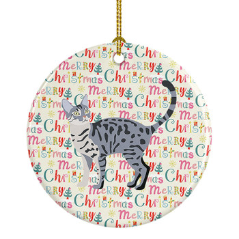 California Spangled #1 Cat Christmas Ceramic Ornament product image at NuMercy