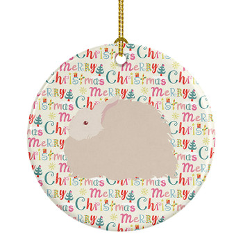 Fluffy Angora Rabbit Christmas Ceramic Ornament product image at NuMercy