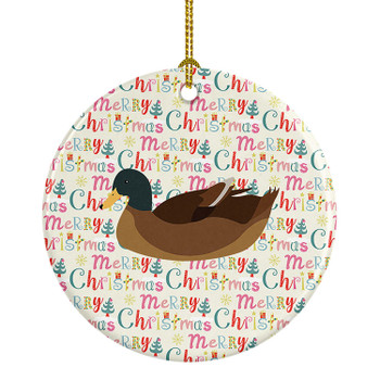 Khaki Campbell Duck Christmas Ceramic Ornament product image at NuMercy