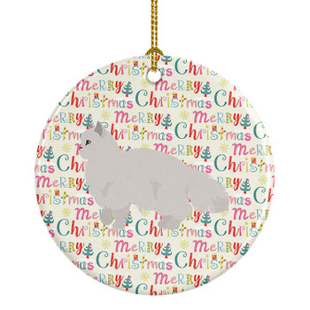 White Persian Traditional Cat Christmas Ceramic Ornament WDK2604 product image at NuMercy