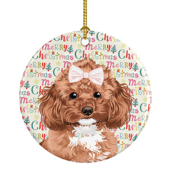 Poodle Toy Red Christmas Ceramic Ornament product image at NuMercy