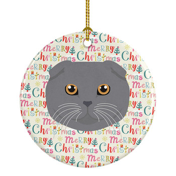 Scottish Fold Cat Christmas Ceramic Ornament WDK2375 product image at NuMercy