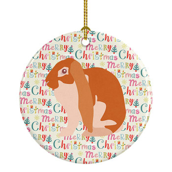 English Lop Rabbit Christmas Ceramic Ornament product image at NuMercy