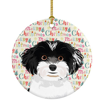 Shih-Tzu Black and White #4 Christmas Ceramic Ornament product image at NuMercy