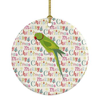 Ring-Necked Parakeet Christmas Ceramic Ornament product image at NuMercy