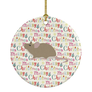 Grey Domestic Mouse Christmas Ceramic Ornament product image at NuMercy