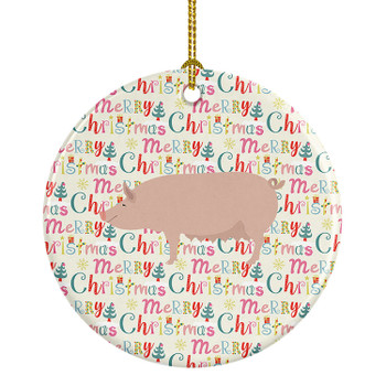 English Large White Pig Christmas Ceramic Ornament product image at NuMercy
