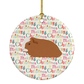 Crested Guinea Pig Christmas Ceramic Ornament product image at NuMercy