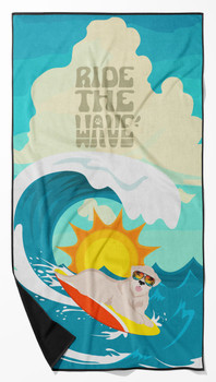 Surfer Dog Wheaten Terrier Premium Beach Towel Oversized product image at NuMercy