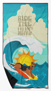 Surfer Dog Airedale Terrier Premium Beach Towel Oversized product image at NuMercy