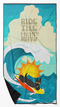 Surfer Dog Scottish Terrier Premium Beach Towel Oversized product image at NuMercy