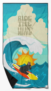 Surfer Dog Black French Bulldog Premium Beach Towel Oversized product image at NuMercy