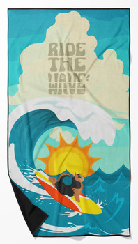 Surfer Dog Norwich Terrier Premium Beach Towel Oversized product image at NuMercy