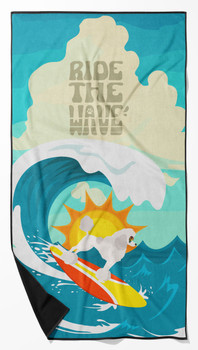 Surfer Dog Standard White Poodle Premium Beach Towel Oversized product image at NuMercy