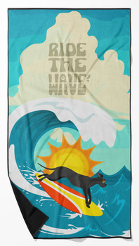 Surfer Dog Black Great Dane Premium Beach Towel Oversized product image at NuMercy