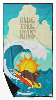 Surfer Dog Chocolate Labrador Retriever Premium Beach Towel Oversized product image at NuMercy