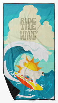 Surfer Dog Great Pyrenees Premium Beach Towel Oversized product image at NuMercy