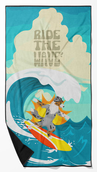 Surfer Dog Australian Shepherd Premium Beach Towel Oversized product image at NuMercy