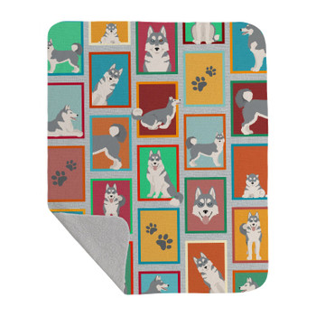Lots of Grey Siberian Husky Artwork Pattern Quilted Throw Blanket 50" x 60" product image at NuMercy