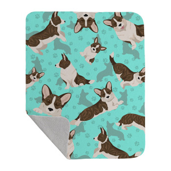 Brindle Cardigan Corgi Artwork Pattern Quilted Throw Blanket 50" x 60" product image at NuMercy