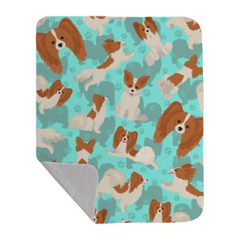 Red and White Papillon Artwork Pattern Quilted Throw Blanket 50" x 60" product image at NuMercy