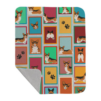 Lots of Sable Pembroke Corgi Artwork Pattern Quilted Throw Blanket 50" x 60" product image at NuMercy
