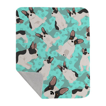 Black and White French Bulldog Artwork Pattern Quilted Throw Blanket 50" x 60" product image at NuMercy