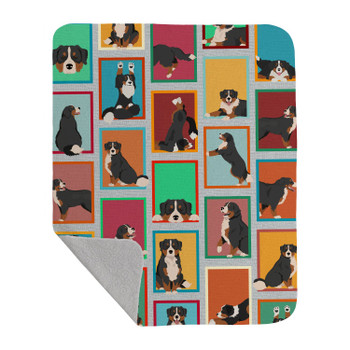Lots of Bernese Mountain Dog Artwork Pattern Quilted Throw Blanket 50" x 60" product image at NuMercy