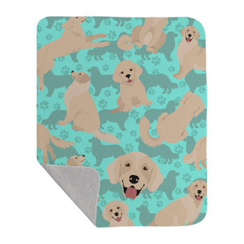 Cream Golden Retriever Artwork Pattern Quilted Throw Blanket 50" x 60" product image at NuMercy