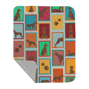 Lots of Red Doberman Pinscher Artwork Pattern Quilted Throw Blanket 50" x 60" product image at NuMercy