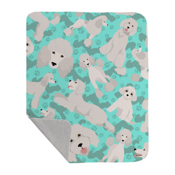 White Standard Poodle Artwork Pattern Quilted Throw Blanket 50" x 60" product image at NuMercy