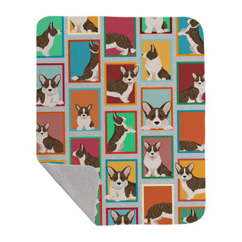 Lots of Brindle Cardigan Corgi Artwork Pattern Quilted Throw Blanket 50" x 60" product image at NuMercy