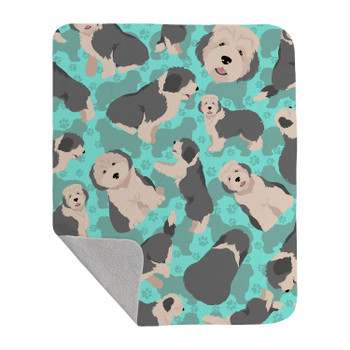 Old English Sheepdog Artwork Pattern Quilted Throw Blanket 50" x 60" product image at NuMercy