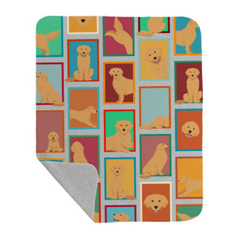 Lots of Golden Retriever Artwork Pattern Quilted Throw Blanket 50" x 60" product image at NuMercy