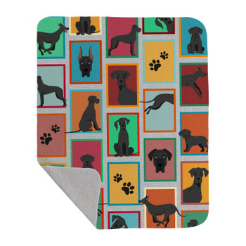 Lots of Black Great Dane Artwork Pattern Quilted Throw Blanket 50" x 60" product image at NuMercy