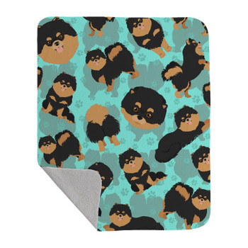 Black and Tan Pomeranian Artwork Pattern Quilted Throw Blanket 50" x 60" product image at NuMercy