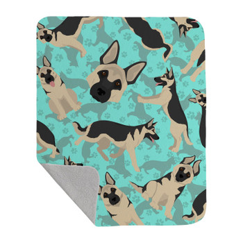 Black and Silver German Shepherd Artwork Pattern Quilted Throw Blanket 50" x 60" product image at NuMercy