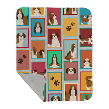 Lots of Shih Tzu Artwork Pattern Quilted Throw Blanket 50" x 60" product image at NuMercy