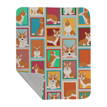 Lots of Red Cardigan Corgi Artwork Pattern Quilted Throw Blanket 50" x 60" product image at NuMercy