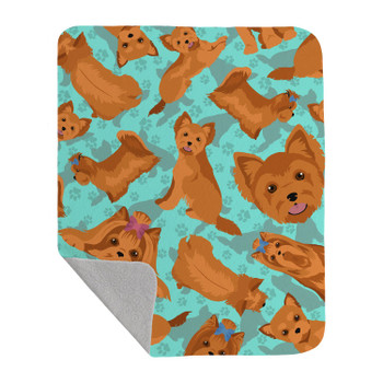 Red Yorkie Artwork Pattern Quilted Throw Blanket 50" x 60" product image at NuMercy