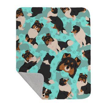 Tricolor Sheltie Artwork Pattern Quilted Throw Blanket 50" x 60" product image at NuMercy