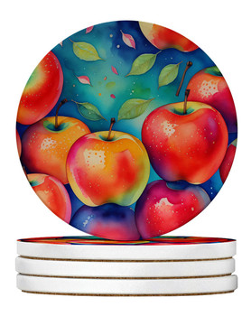 Colorful Apples Large Sandstone Absorbent Round Coasters Pack of 4 DAC1831 product image at NuMercy