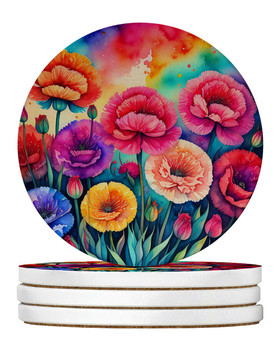 Colorful Carnations Large Sandstone Absorbent Round Coasters Pack of 4 DAC1940 product image at NuMercy