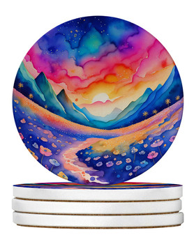 Colorful Periwinkles Large Sandstone Absorbent Round Coasters Pack of 4 DAC1982 product image at NuMercy