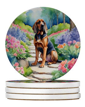Bloodhound Spring Path Large Sandstone Absorbent Round Coasters Pack of 4 product image at NuMercy